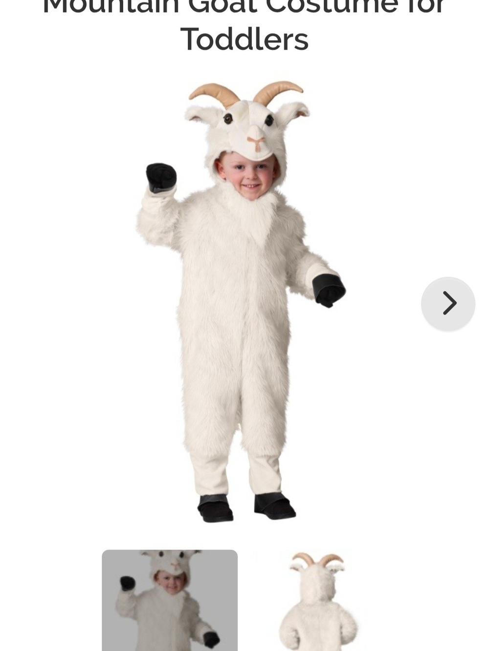 Kids Mountain Goat Costume - White